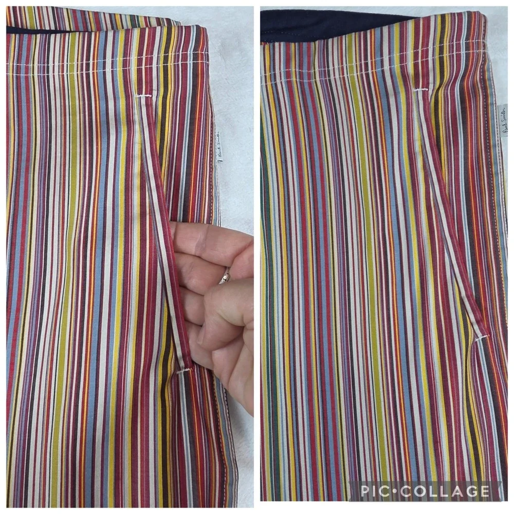 Paul Smith Men's L 2pc Striped Cotton Pajama Set Long Sleeve Button Pockets
